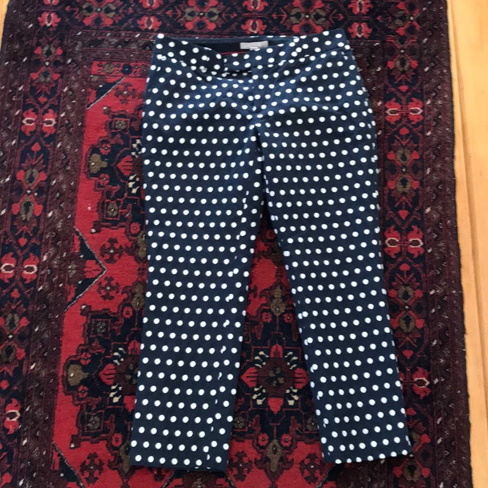 Navy polka dot ankle pants
